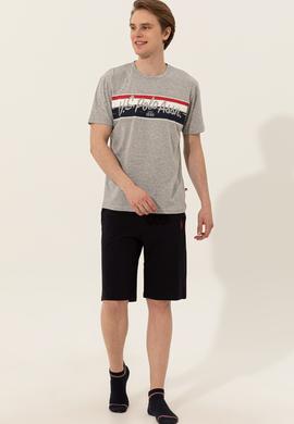 Erkek Gri Melanj Pijama Takımı - 50255893001