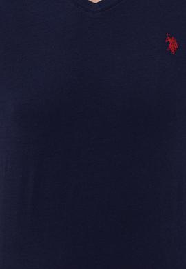 Erkek Lacivert V Yaka Basic Tişört - 50248506016