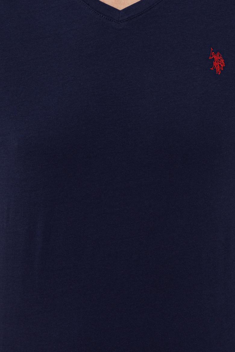 Erkek Lacivert V Yaka Basic Tişört - 50248506016