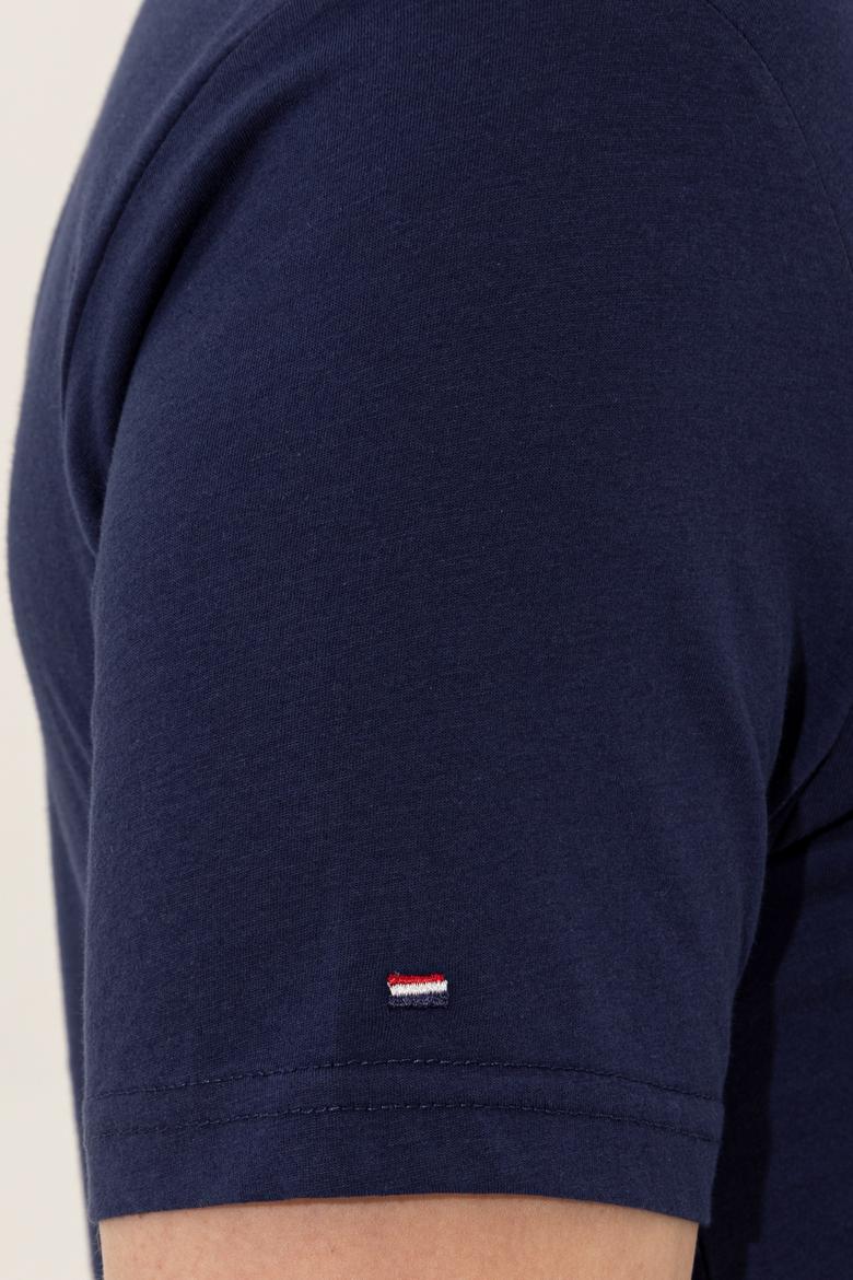 Erkek Lacivert V Yaka Basic Tişört - 50248506016