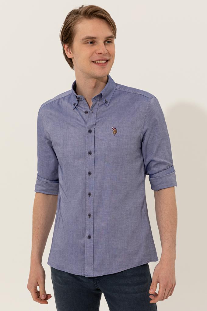 Erkek Mavi Uzun Kollu Basic Gömlek