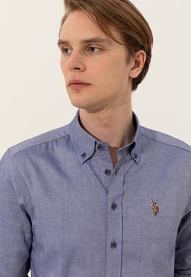 Erkek Mavi Uzun Kollu Basic Gömlek - 50249487099