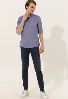 Erkek Mavi Uzun Kollu Basic Gömlek - 50249487099
