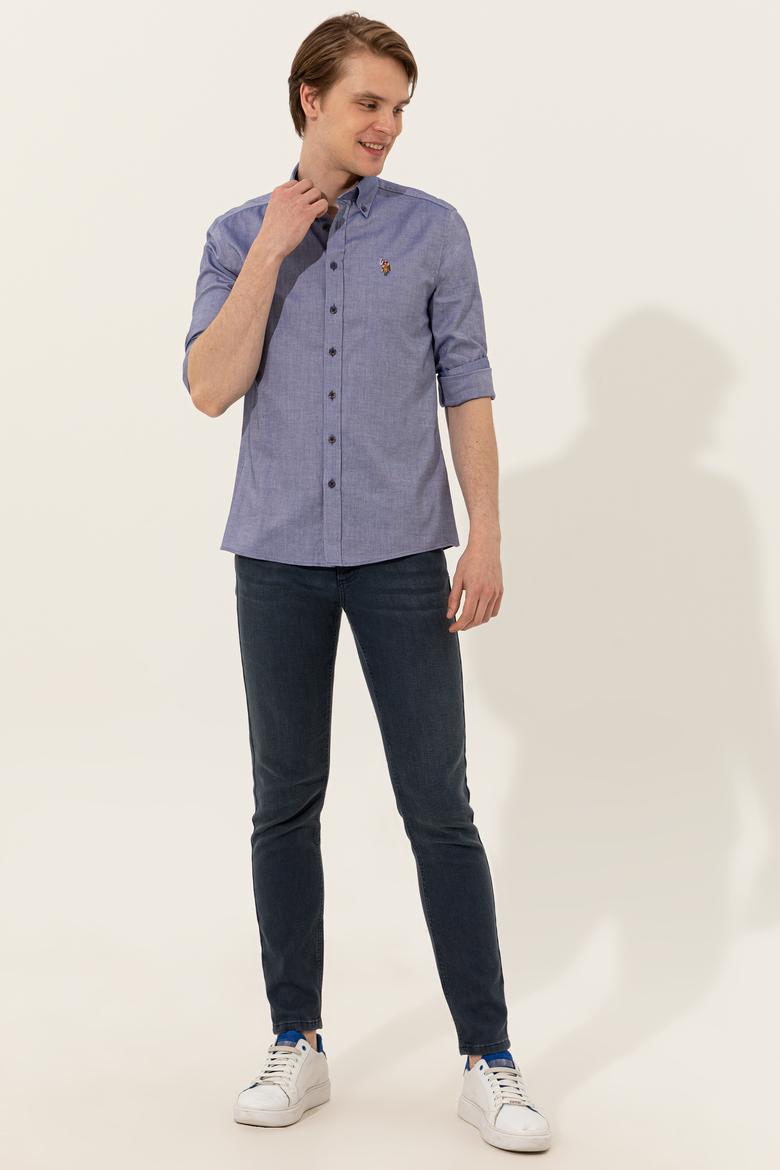 Erkek Mavi Uzun Kollu Basic Gömlek - 50249487099