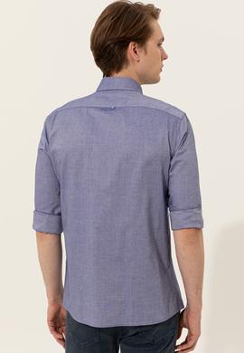 Erkek Mavi Uzun Kollu Basic Gömlek - 50249487099