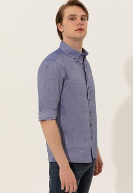 Erkek Mavi Uzun Kollu Basic Gömlek - 50249487099