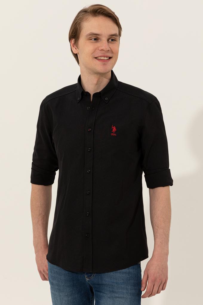 Erkek Siyah Gömlek Uzunkol Basic