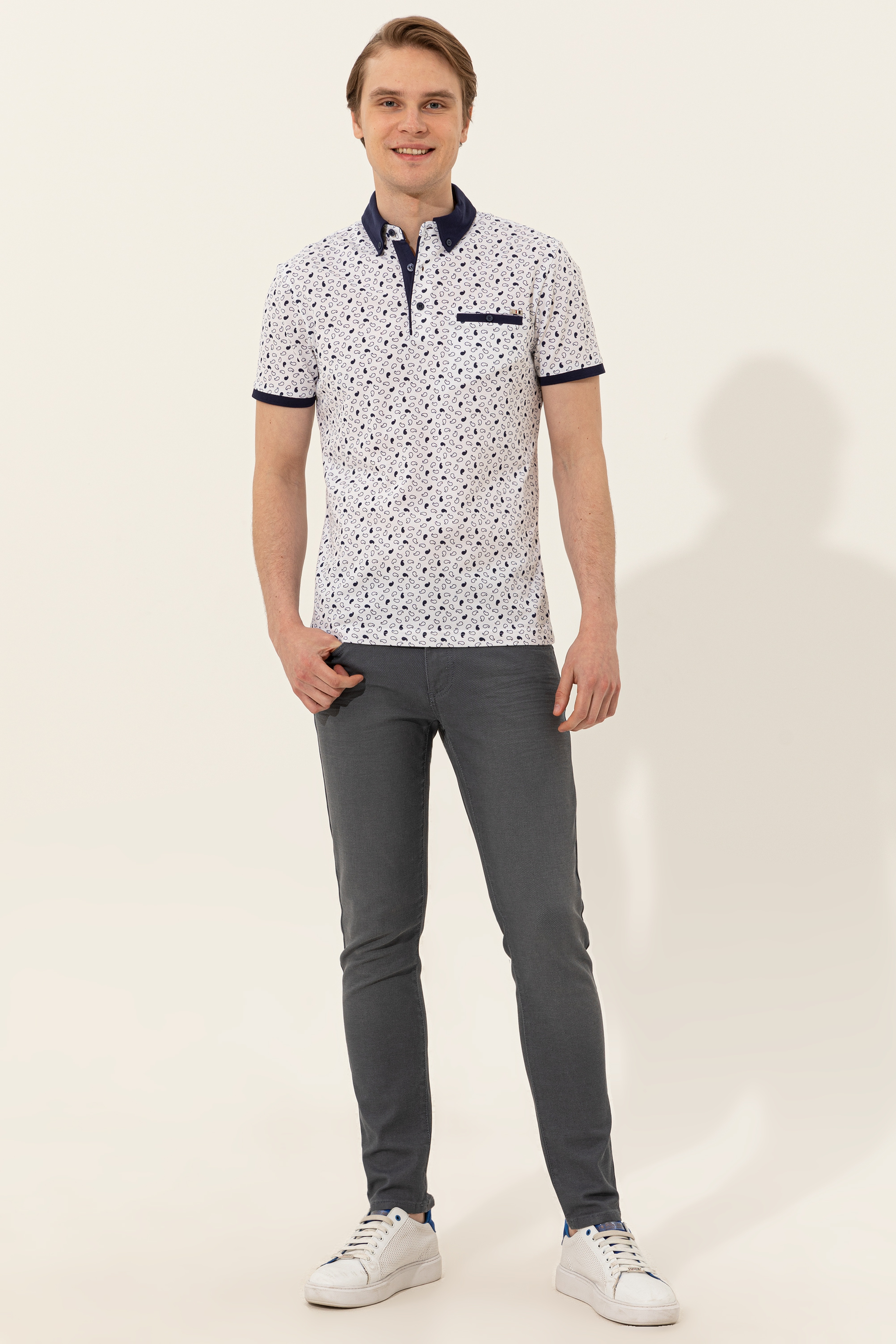 Erkek Beyaz Polo Yaka T-Shirt