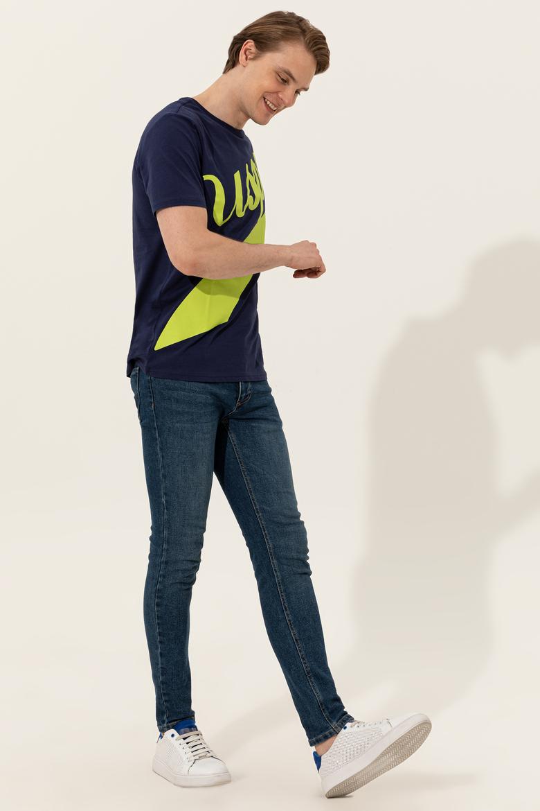 Erkek Lacivert Bisiklet Yaka Tişört - 50248616016