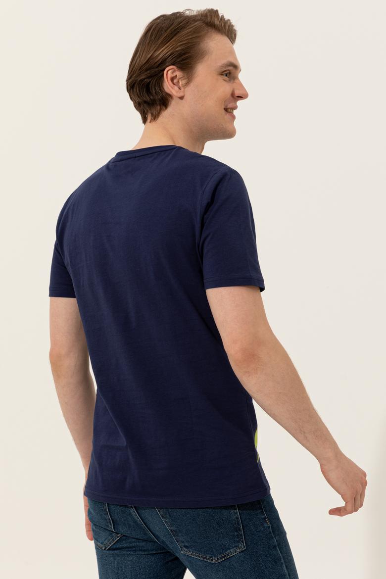 Erkek Lacivert Bisiklet Yaka Tişört - 50248616016