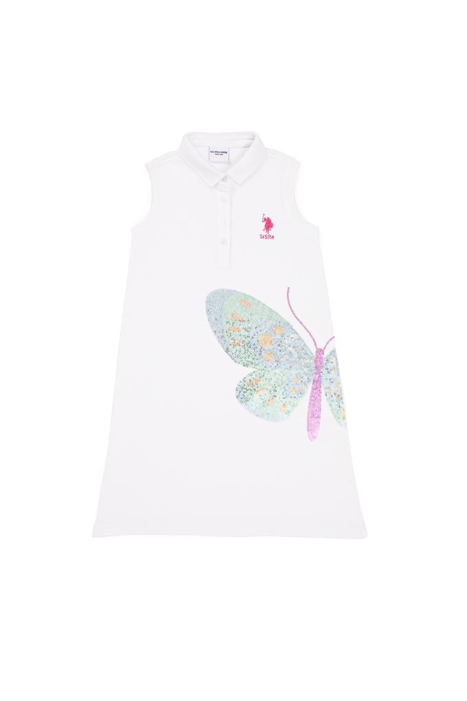 Kız Çocuk Beyaz Kolsuz Örme Elbise