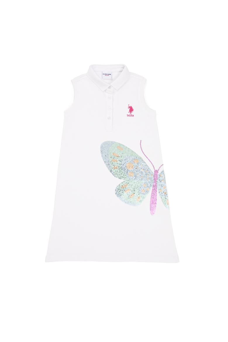 Kız Çocuk Beyaz Kolsuz Örme Elbise