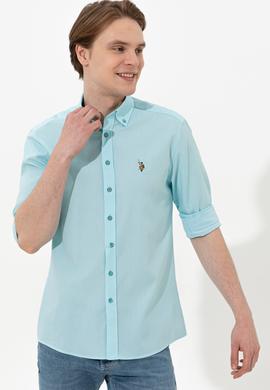 Erkek Turkuaz Uzun Kollu Basic Gömlek - 50246368037