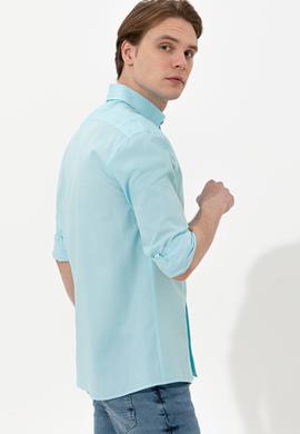 Erkek Turkuaz Uzun Kollu Basic Gömlek - 50246368037