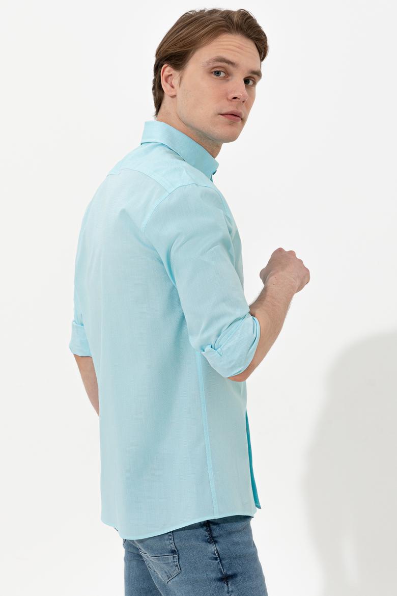 Erkek Turkuaz Uzun Kollu Basic Gömlek - 50246368037