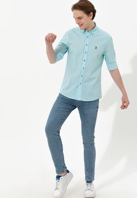 Erkek Turkuaz Uzun Kollu Basic Gömlek - 50246368037