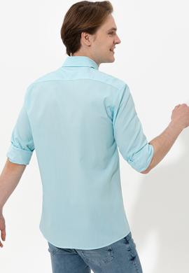 Erkek Turkuaz Uzun Kollu Basic Gömlek - 50246368037