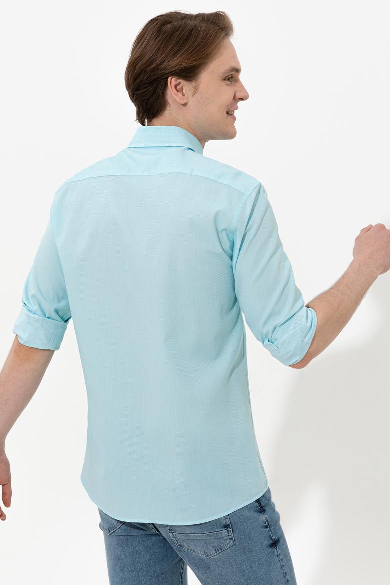 Erkek Turkuaz Uzun Kollu Basic Gömlek - 50246368037