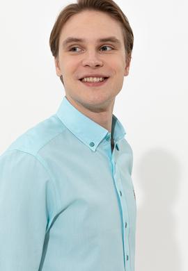 Erkek Turkuaz Uzun Kollu Basic Gömlek - 50246368037