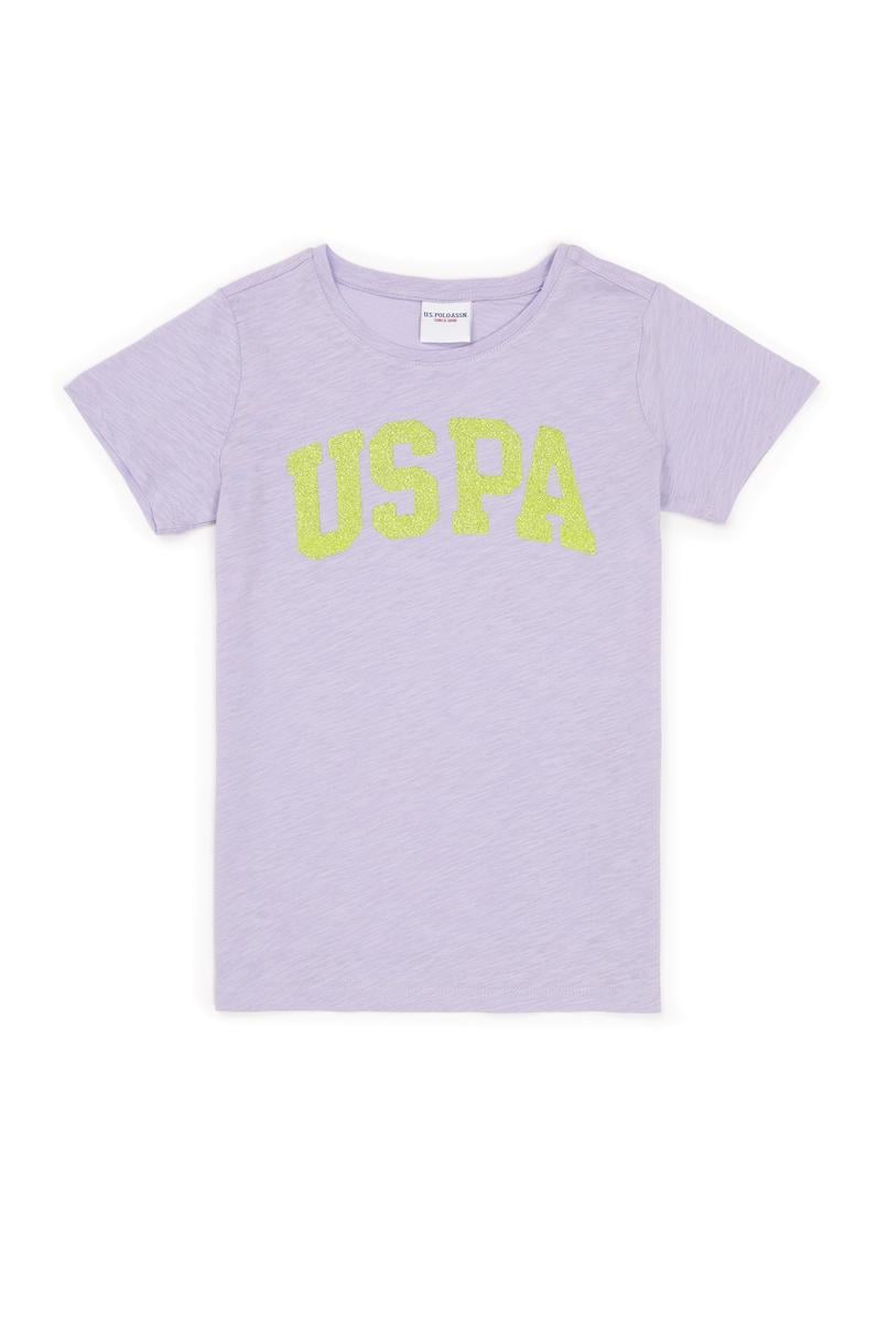 Kız Çocuk Lila Basic Bisiklet Yaka Tişört