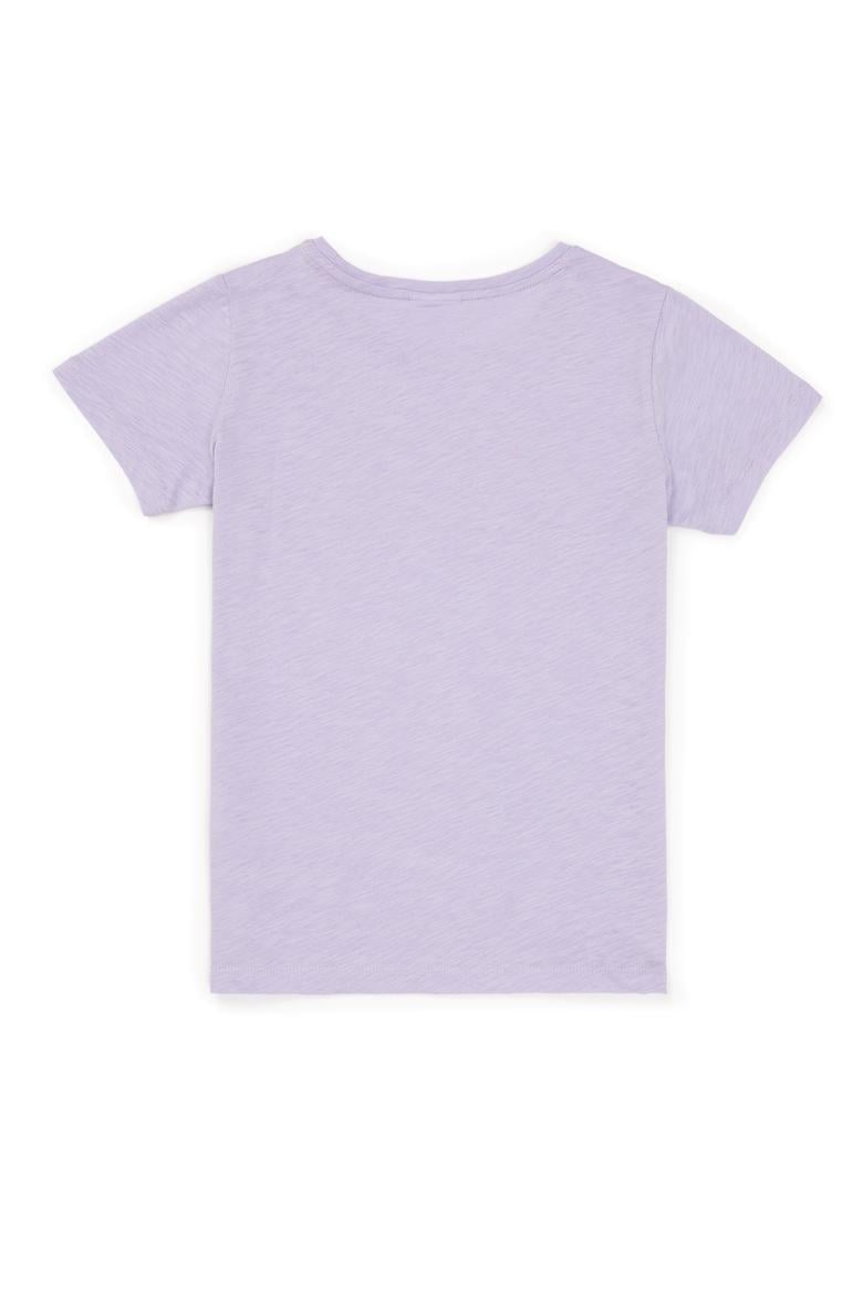 Kız Çocuk Lila Basic Bisiklet Yaka Tişört - 50246803008