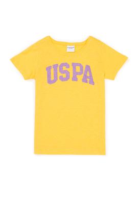 Kız Çocuk Açık Sarı Basic Bisiklet Yaka Tişört - 50246803206