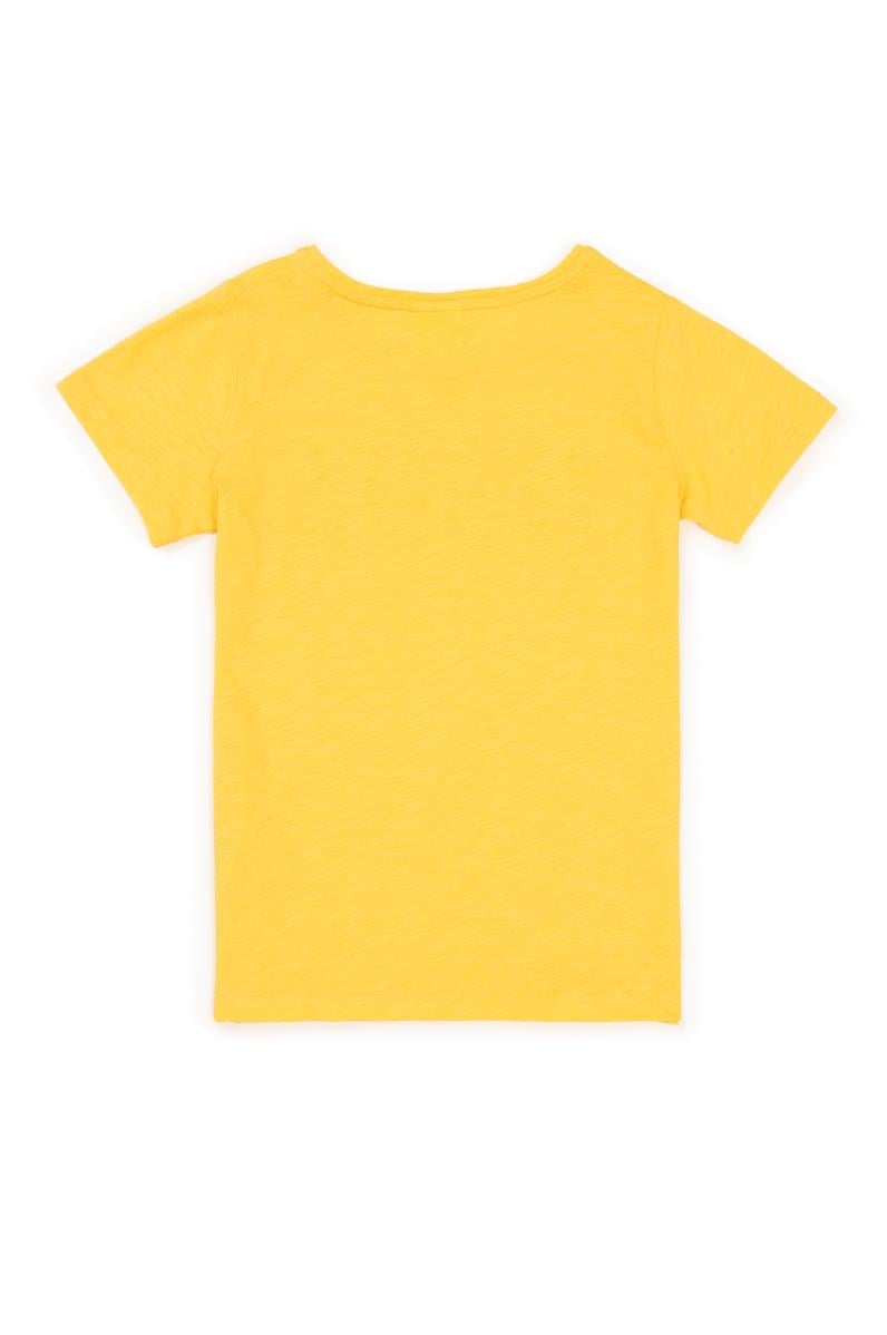 Kız Çocuk Açık Sarı Basic Bisiklet Yaka Tişört