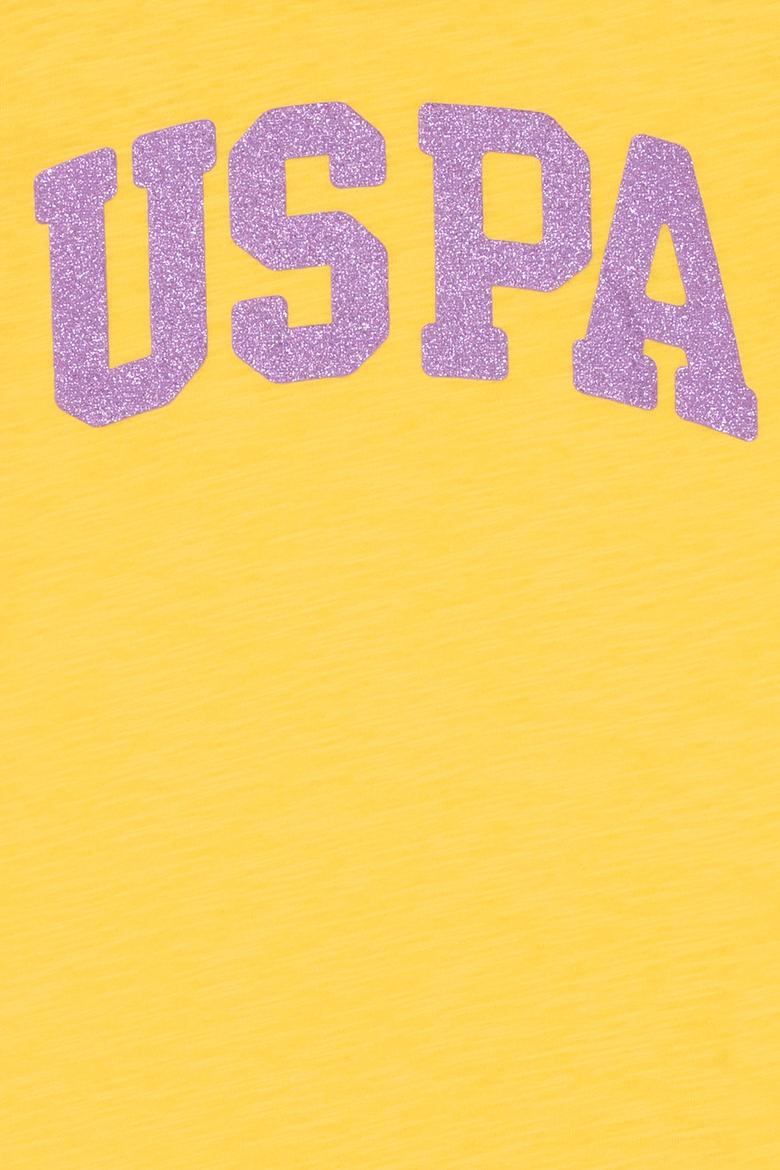 Kız Çocuk Açık Sarı Basic Bisiklet Yaka Tişört - 50246803206