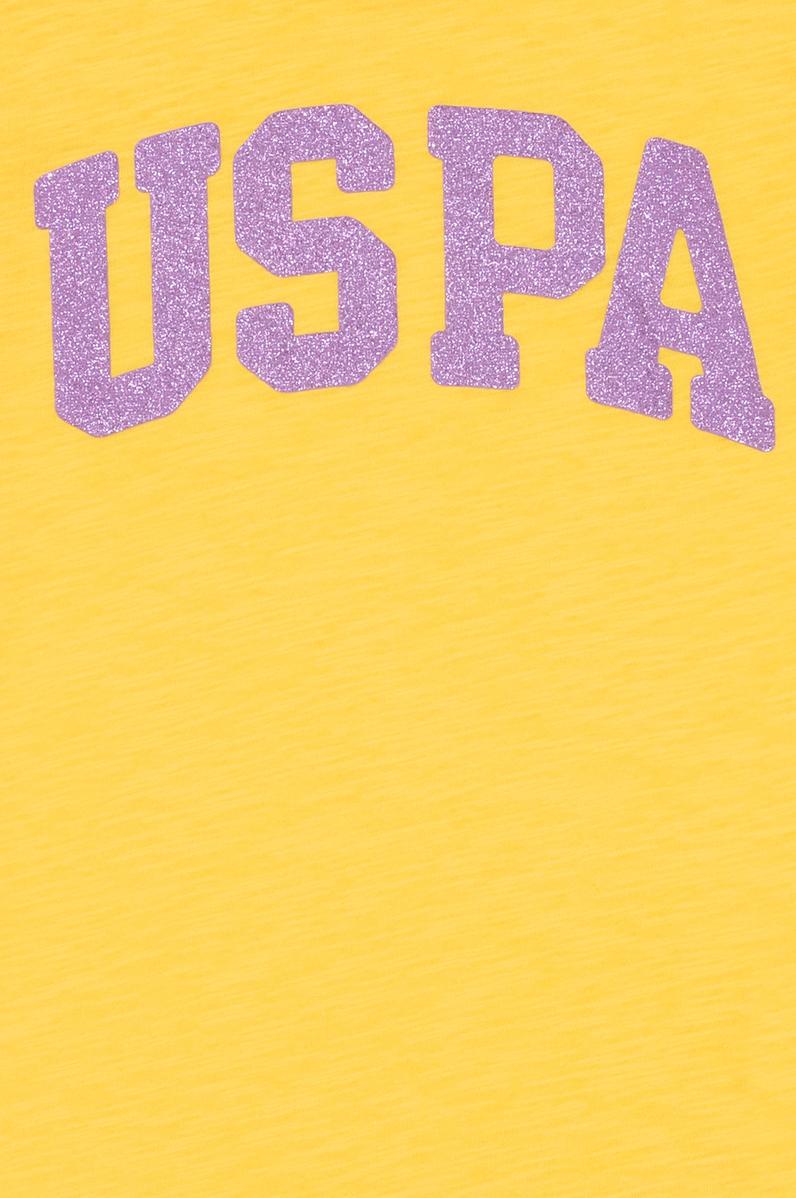 Kız Çocuk Açık Sarı Basic Bisiklet Yaka Tişört