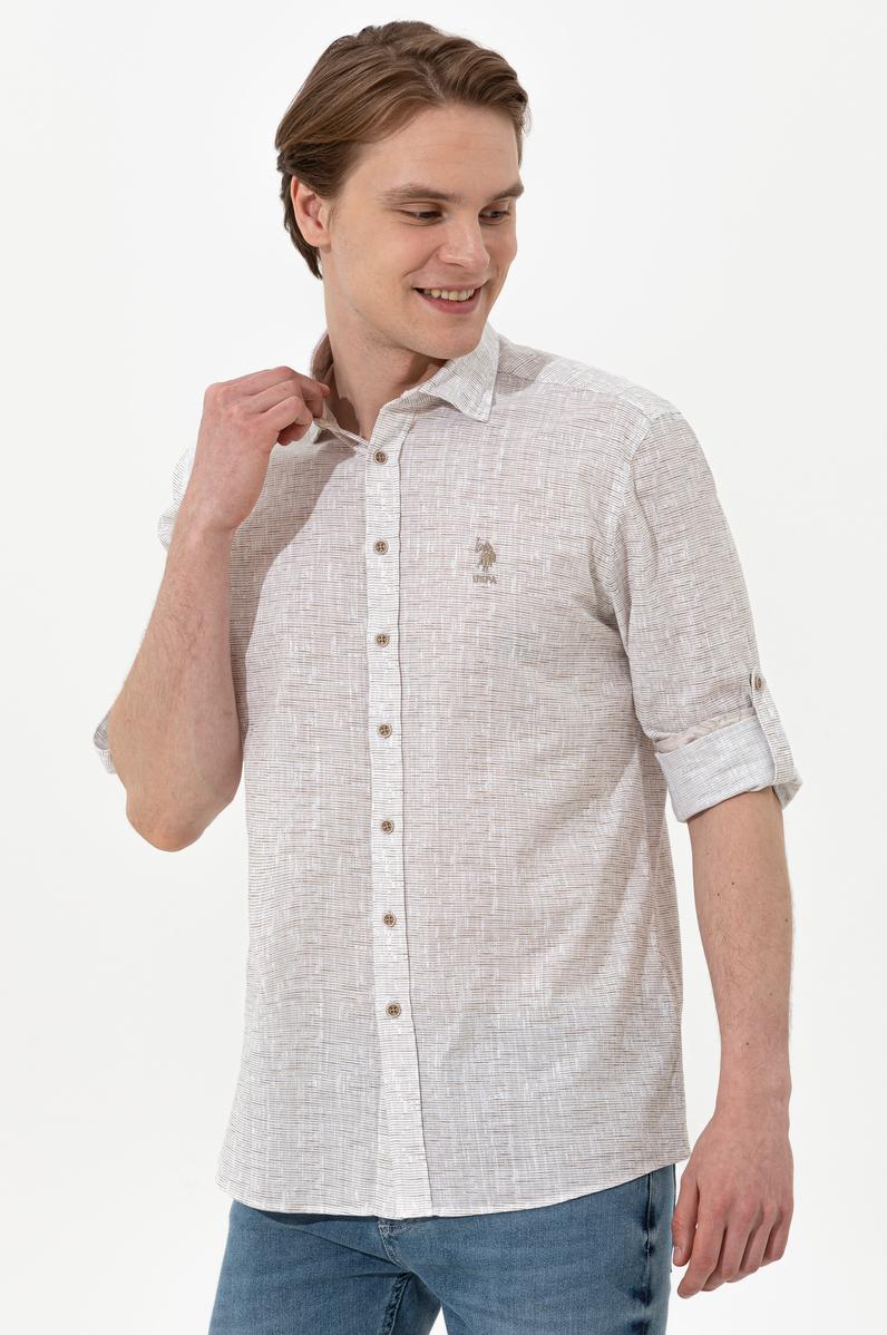 Erkek Haki Uzun Kollu Gömlek