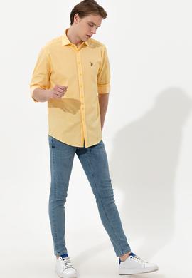 Erkek Açık Sarı Uzun Kollu Gömlek - 50247123036