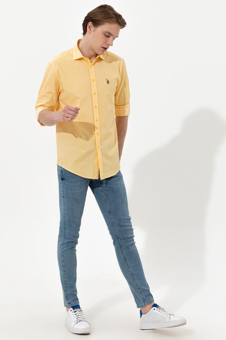 Erkek Açık Sarı Uzun Kollu Gömlek - 50247123036