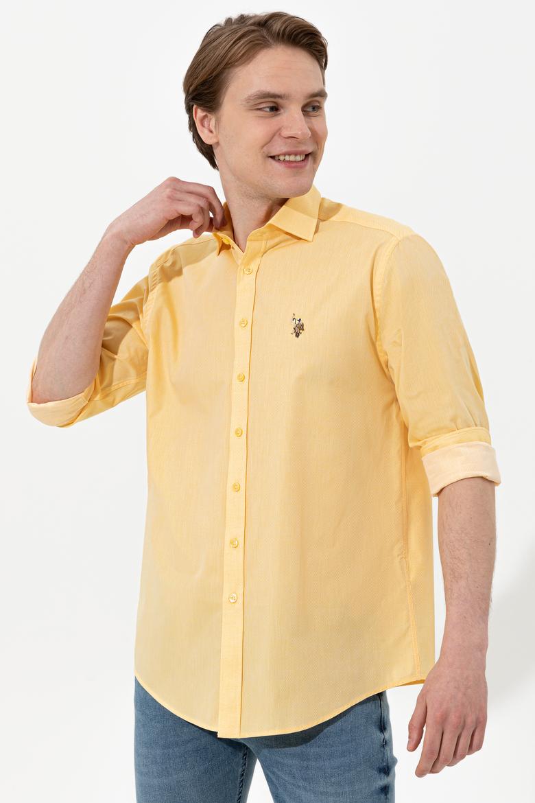 Erkek Açık Sarı Uzun Kollu Gömlek