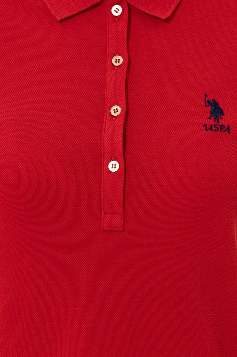 Kadın Kırmızı Polo Yaka Örme Elbise