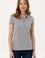 Kadın Gri Melanj Basic Polo Yaka Tişört