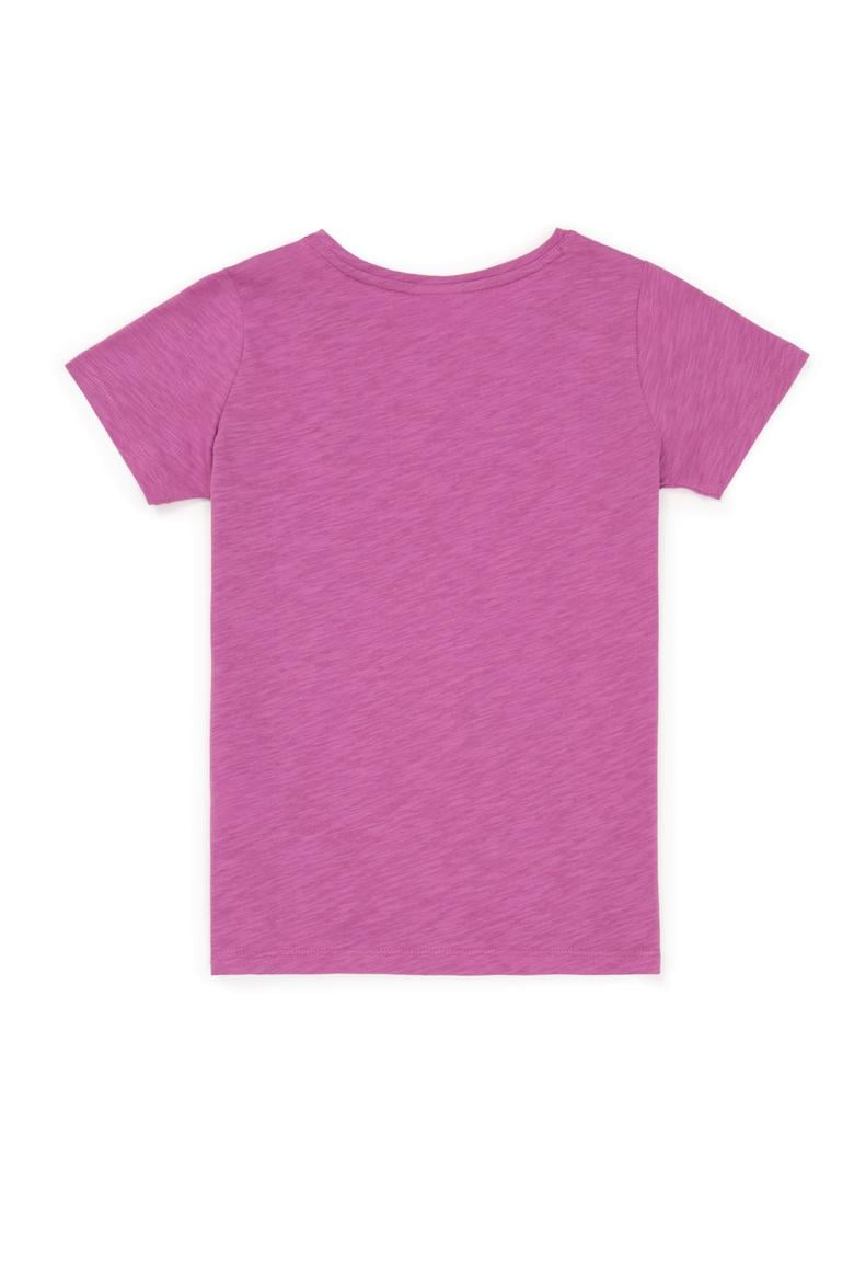 Kız Çocuk Menekşe Basic Bisiklet Yaka Tişört - 50246803155