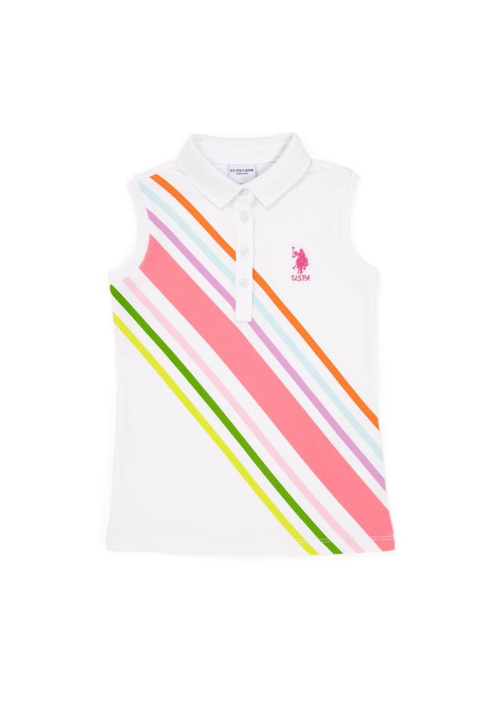 Kız Çocuk Beyaz Polo Yaka Tişört