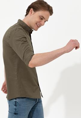 Erkek Haki Uzun Kollu Basic Gömlek - 50254188085