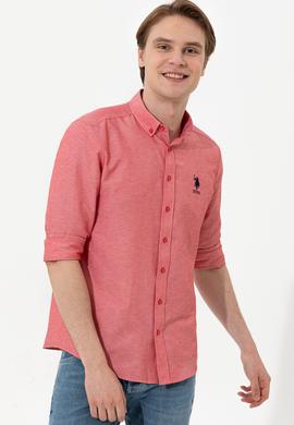 Erkek Kırmızı Uzun Kollu Basic Gömlek - 50254188032