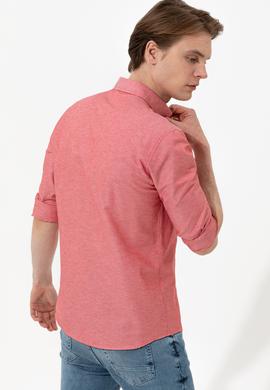 Erkek Kırmızı Uzun Kollu Basic Gömlek - 50254188032