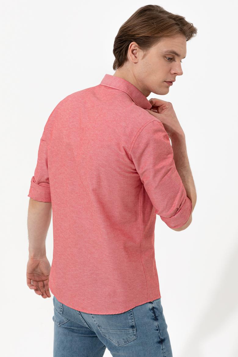 Erkek Kırmızı Uzun Kollu Basic Gömlek - 50254188032