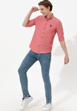 Erkek Kırmızı Uzun Kollu Basic Gömlek - 50254188032