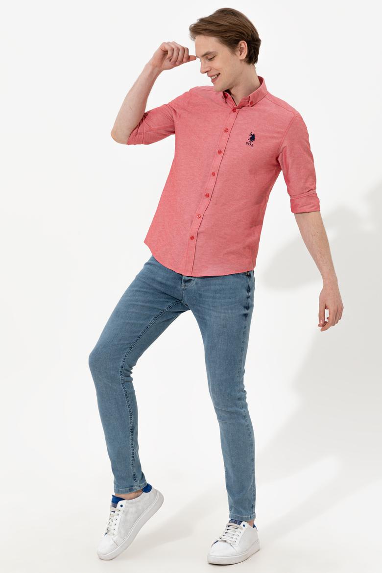 Erkek Kırmızı Uzun Kollu Basic Gömlek - 50254188032