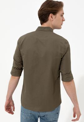 Erkek Haki Uzun Kollu Basic Gömlek - 50254188085