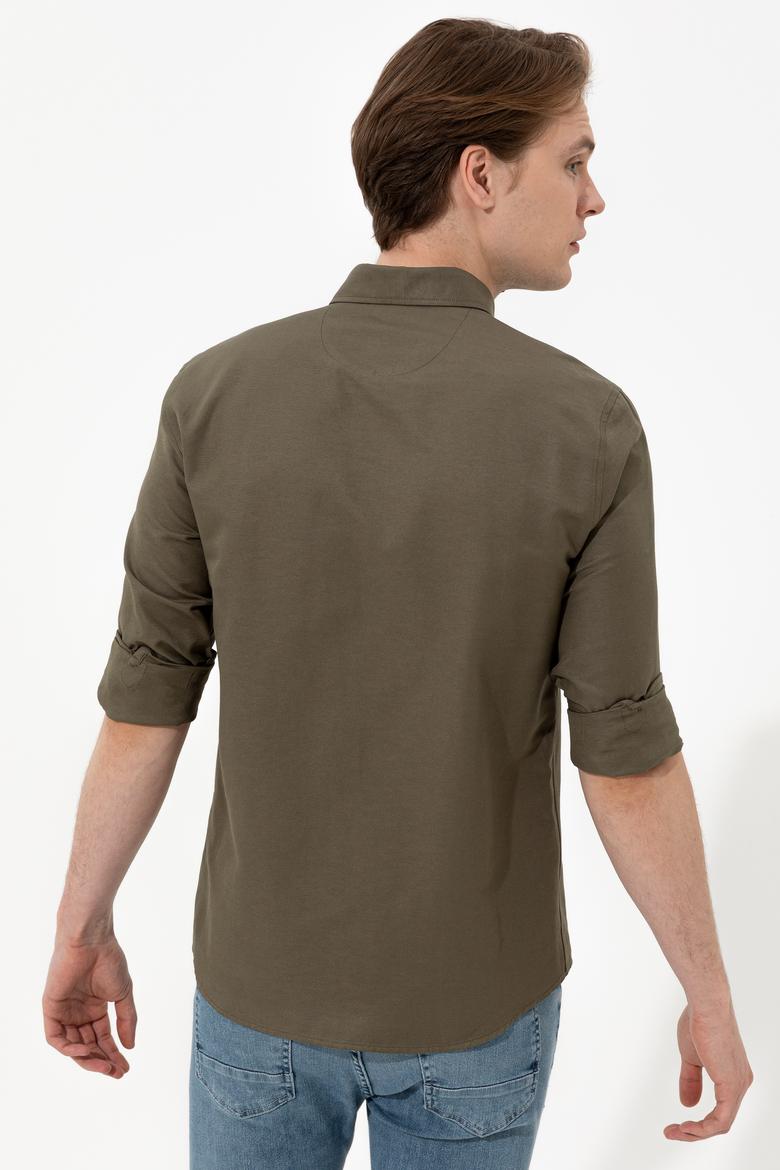 Erkek Haki Uzun Kollu Basic Gömlek - 50254188085