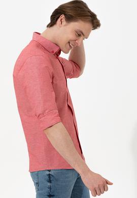 Erkek Kırmızı Uzun Kollu Basic Gömlek - 50254188032