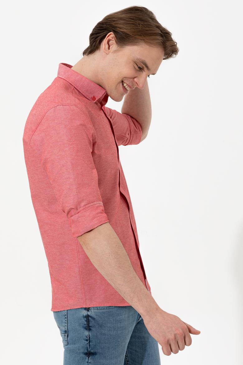 Erkek Kırmızı Uzun Kollu Basic Gömlek - 50254188032