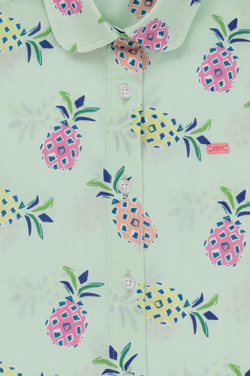 Kız Çocuk Mint Kısa Kollu Gömlek