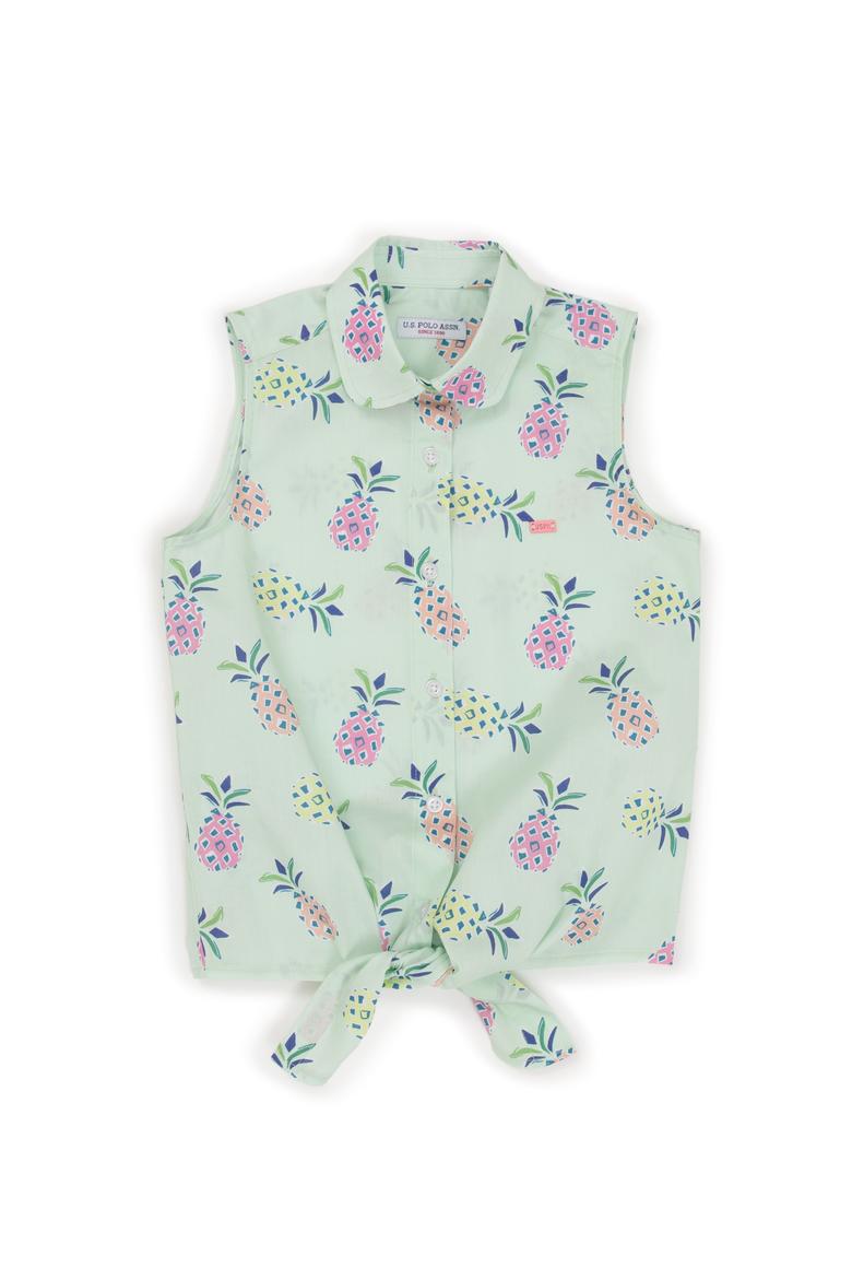 Kız Çocuk Mint Kısa Kollu Gömlek