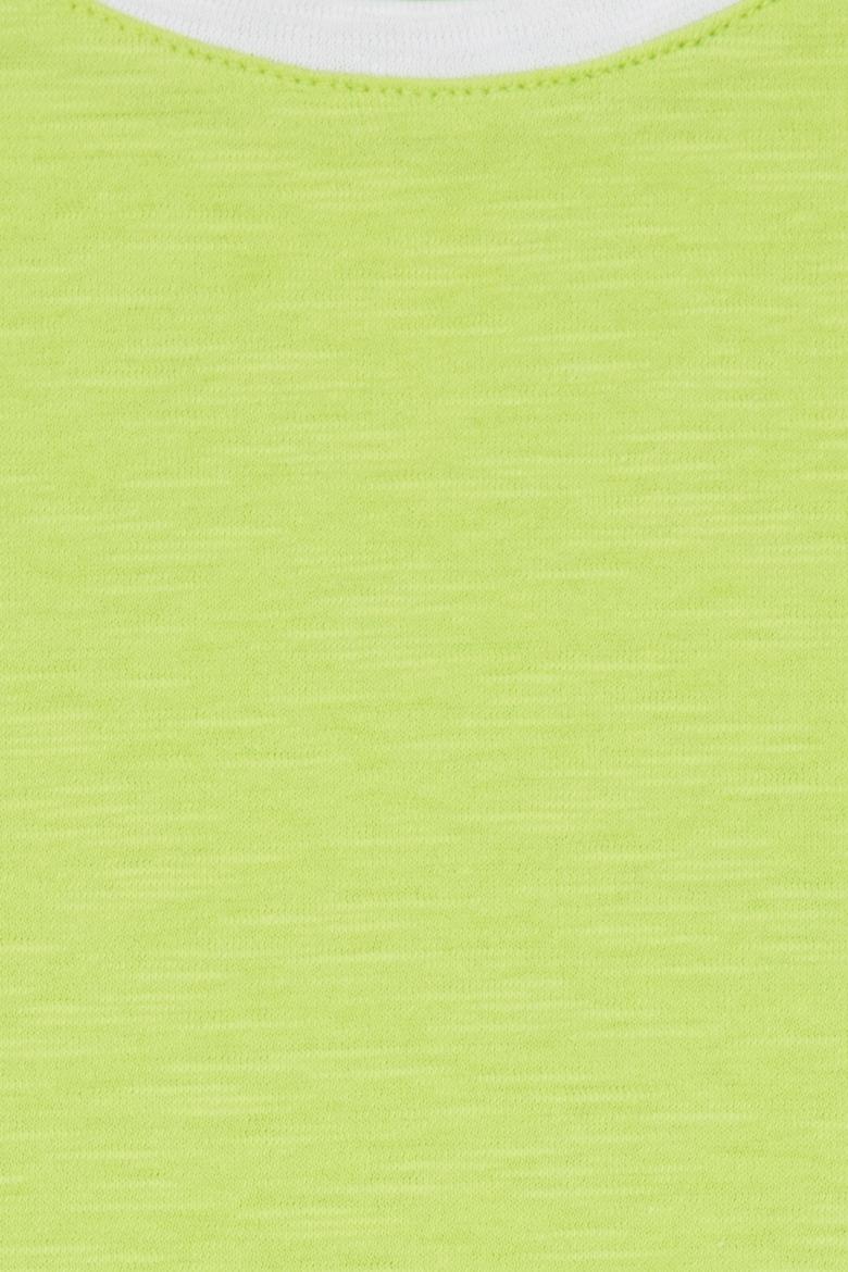 Kız Çocuk Fıstık Yeşili Bisiklet Yaka Crop Tişört - 50248154035